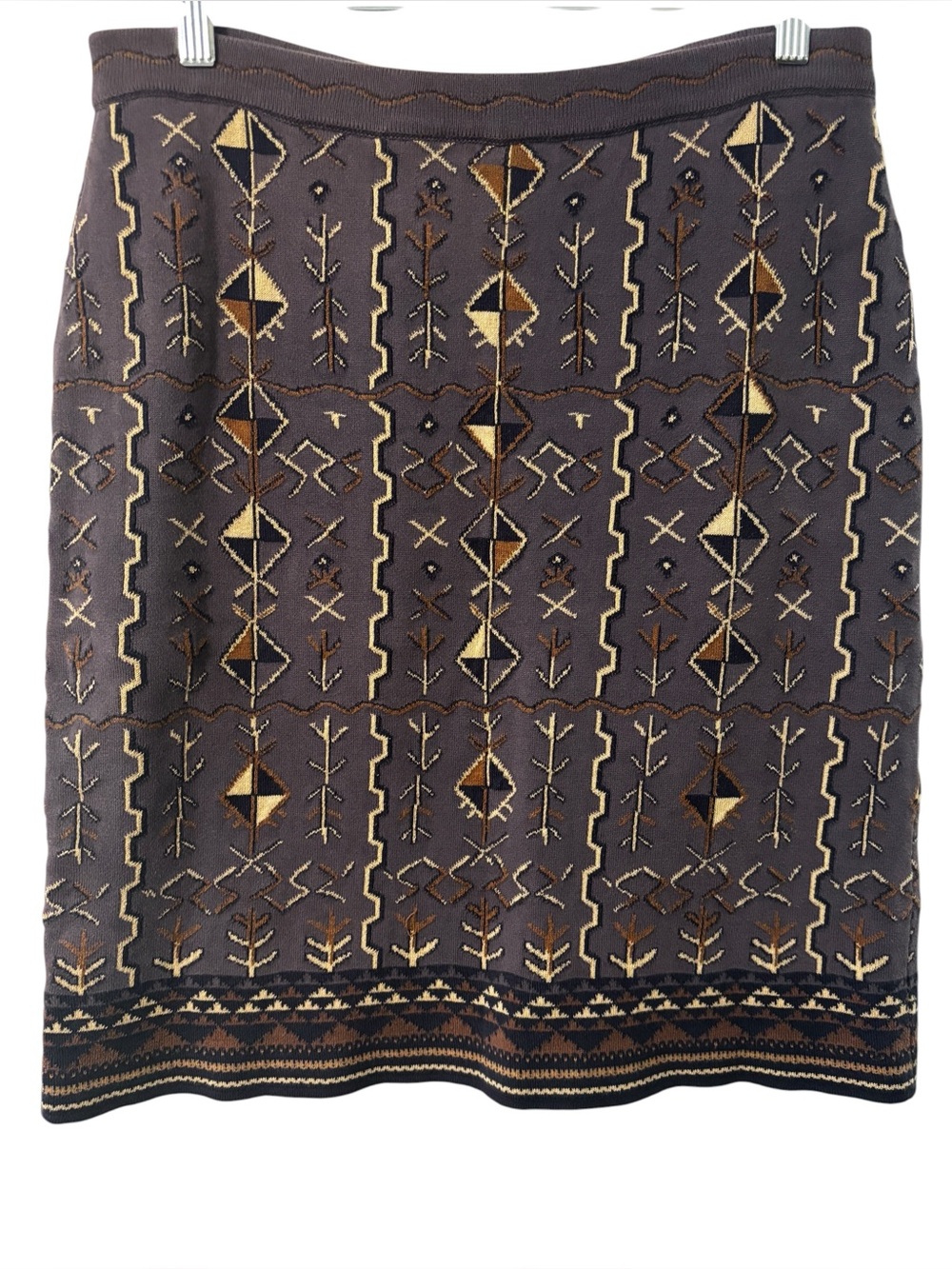 Peruvian Connection Pima Cotton Knit Skirt M Boho Southwestern Geometric Peru
